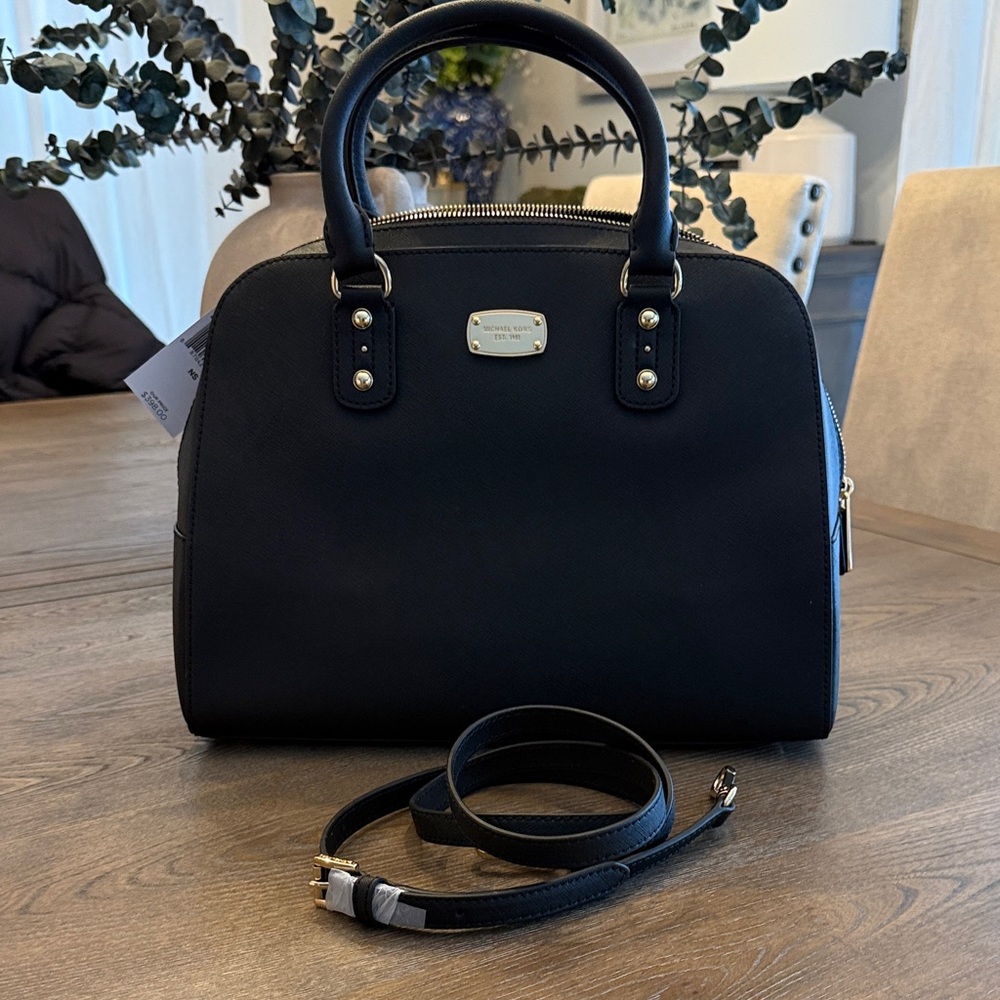 NEW Michael Kors Black Saffiano Leather Satchel Bag